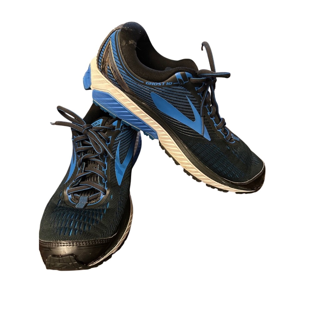Brooks Ghost 10 Running Shoes Cushioning Athletic Sneakers Black Blue‎ Mens